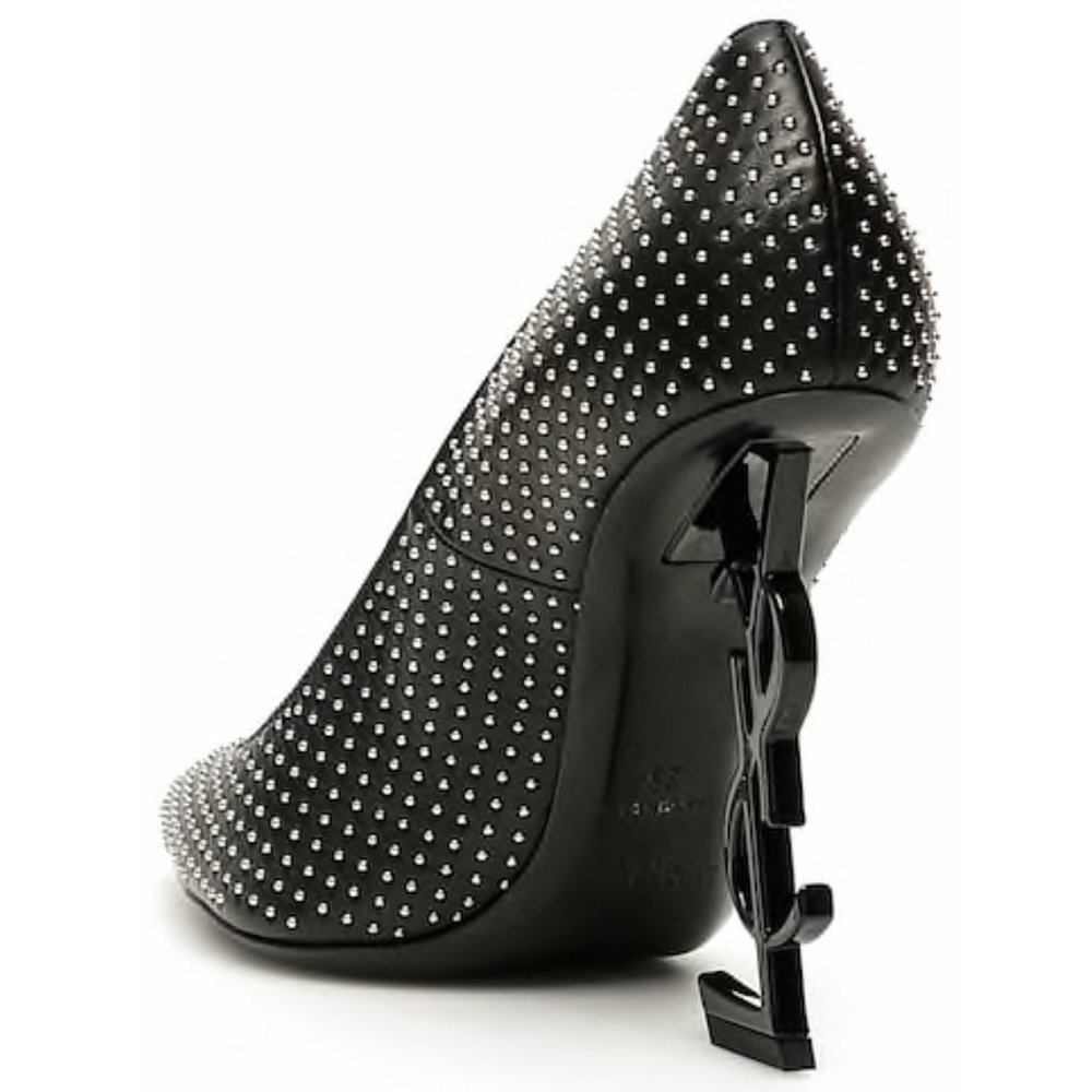 Opyum 110 YSL Logo Heel Leather Pump with Studs - Picture 5 of 8